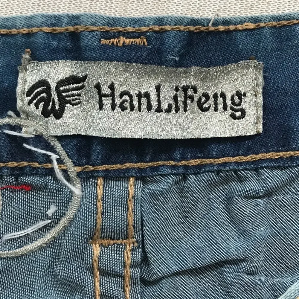 Bling Short Shorts Chambray Embellished Lace Distressed  Denim - Picture 9 of 9